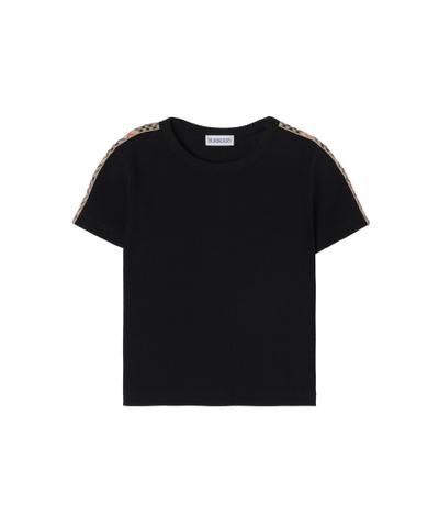 チェックトリム ストレッチコットンTシャツ