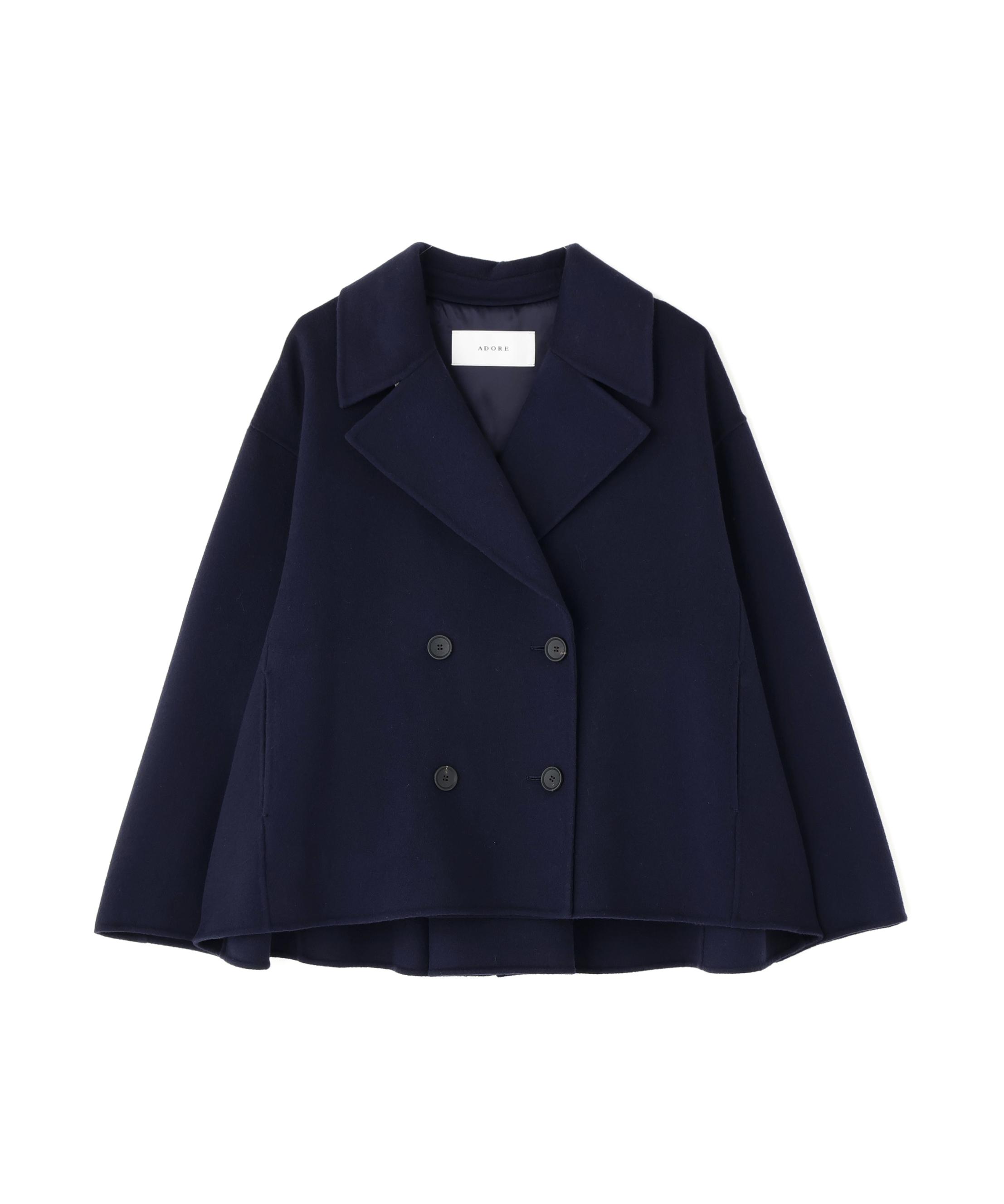ADORE ソリッドウールリバージャケット ネイビー 38 ADORE ソリッドウールリバージャケット ネイビー 38
