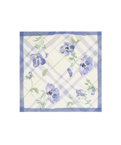 ウォーターカラー チェック シルクスカーフ