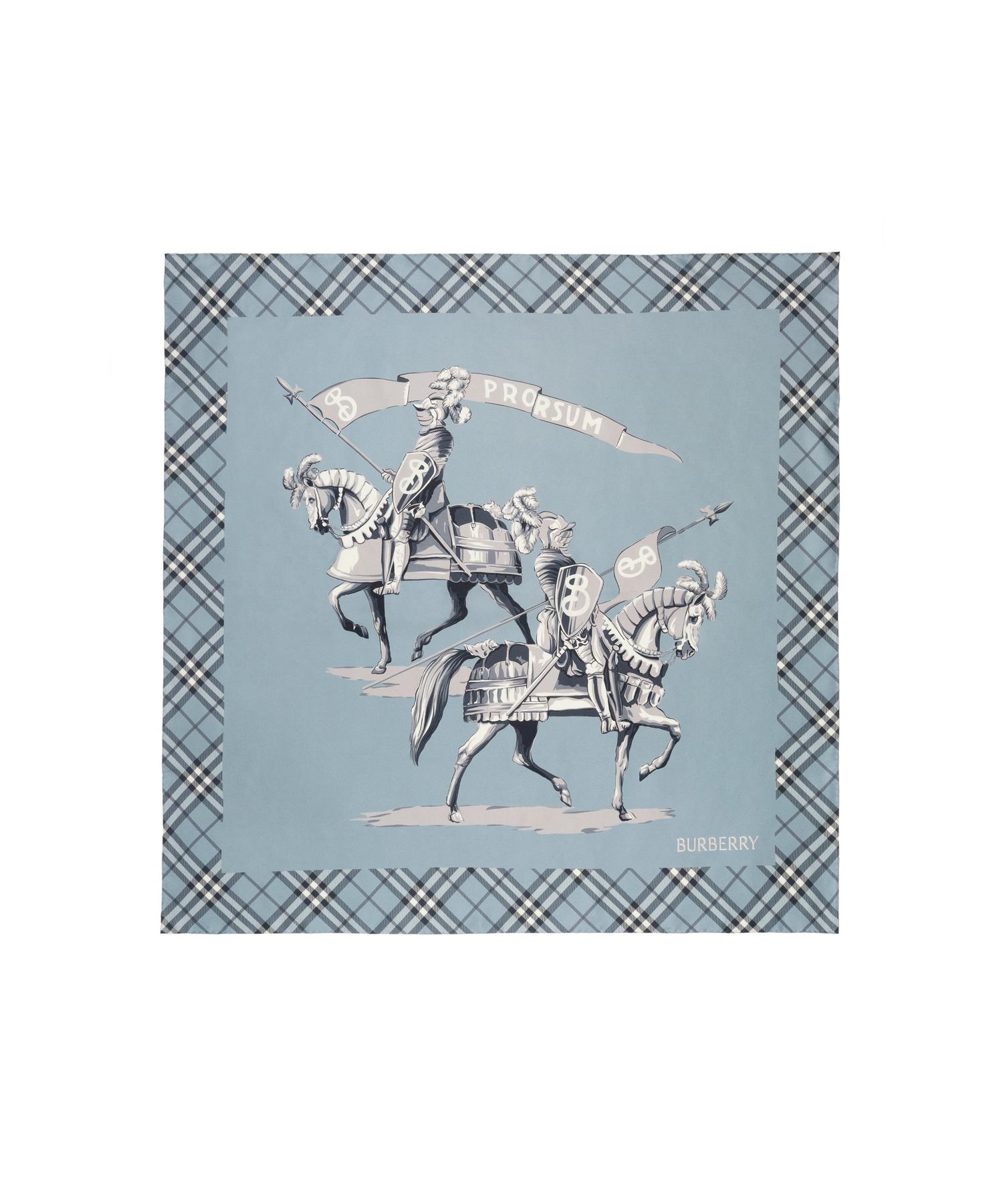 BURBERRY シルクスカーフ 馬と騎士 ブルー 水色 タグ付 イタリア 美品 アーカイブナイト シルクスカーフ(O10785719)｜阪急百貨店公式通販