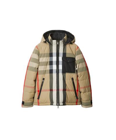 リバーシブル チェックナイロン ダウンジャケット