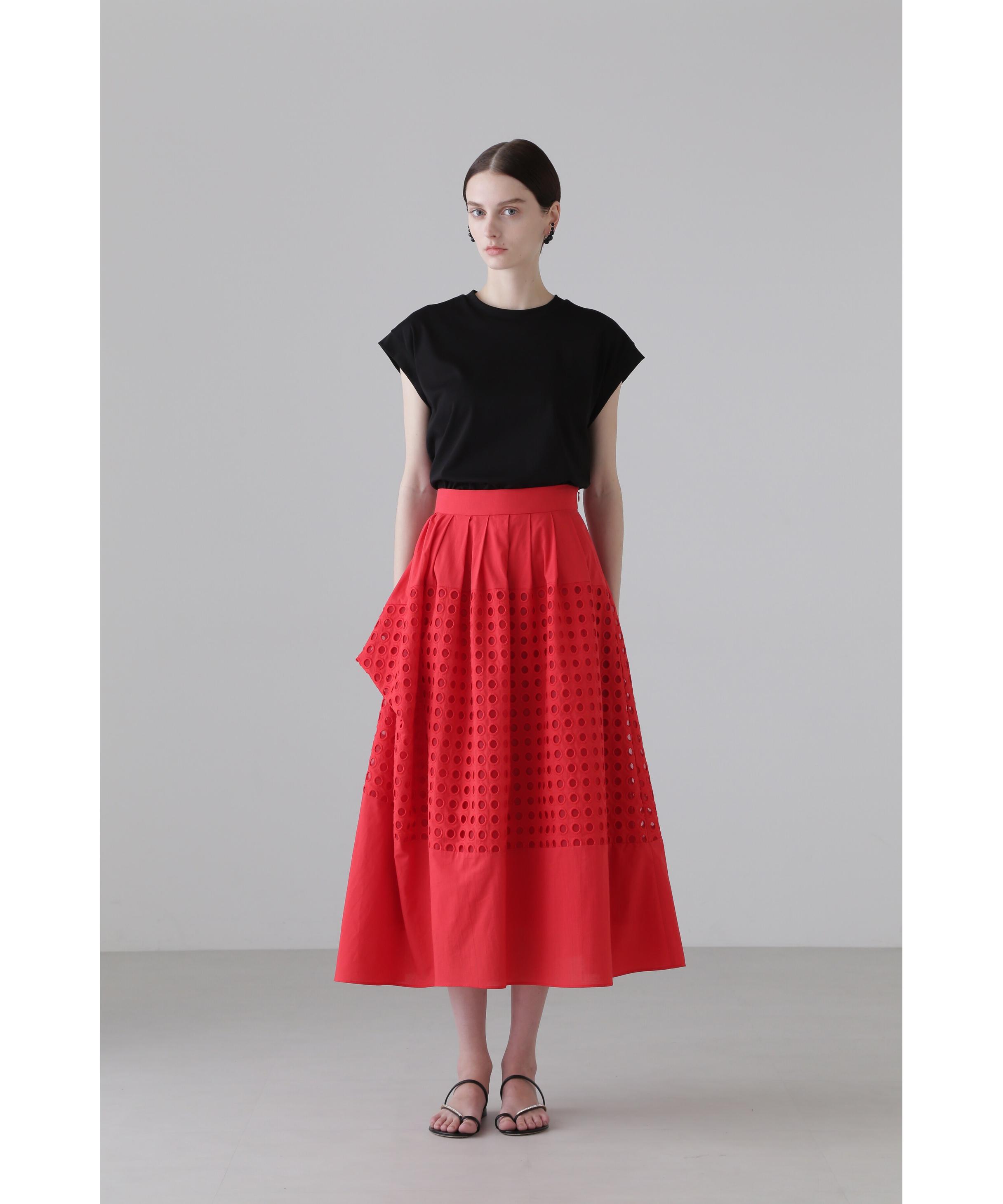 ADORE ◆アイレットエンブロイダリースカート レッド 38 ADORE ◆アイレットエンブロイダリースカート レッド 38